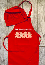 Load image into Gallery viewer, &quot;Baking for Santa&quot; Apron and Baker&#39;s Hat
