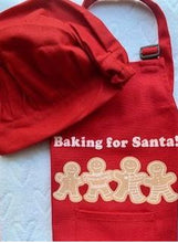 Load image into Gallery viewer, &quot;Baking for Santa&quot; Apron and Baker&#39;s Hat
